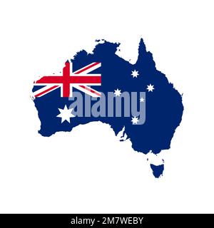 Carte de l'Australie avec drapeau national isolé sur fond blanc. Illustration vectorielle. SPE 10. Illustration de Vecteur