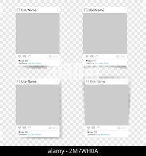 Ensemble de cadre photo de modèle vectoriel. Cadre photo de réseau social. Concevez pour vos photos et vos photos. Isolé sur fond transparent. Vecteur il Illustration de Vecteur