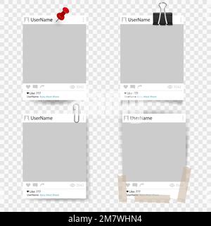 Ensemble de cadre photo de modèle vectoriel. Cadre photo de réseau social. Concevez pour vos photos et vos photos. Isolé sur fond transparent. Vecteur il Illustration de Vecteur