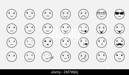 Icônes Smiley visages. Ensemble d'émoticônes. Ensemble d'emoji isolé sur fond blanc. Illustration vectorielle. SPE 10. Illustration de Vecteur