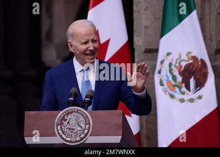 Non exclusif: 10 janvier 2023, Mexico, Mexique: Le Président des États-Unis, Joe Biden, parle lors d'une conférence d'information après avoir rencontré Lopez Banque D'Images