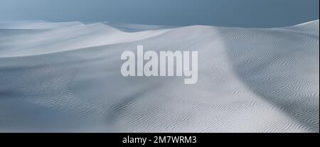SCI-Fi mystiques dunes blanches surréalistes dans un paysage de rêve. Coucher de soleil dans le désert. Arrière-plan fantastique avec espace de copie. Papier peint extérieur. rendu 3d, 3d illus Banque D'Images