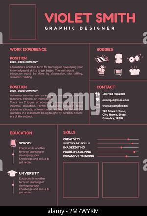 CV modèle modifiable de CV féminin CV vecteur CV pour les professionnels et les niveaux d'entrée Illustration de Vecteur