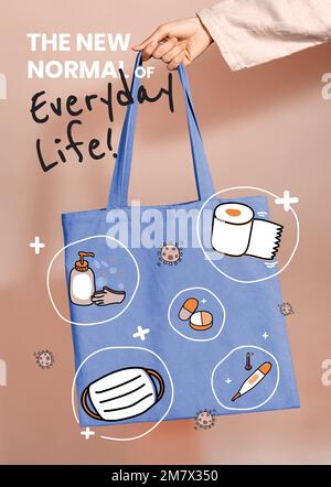 Modèle vectoriel Covid 19 dans une nouvelle normale Illustration de Vecteur