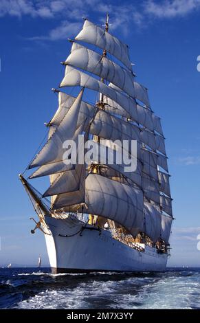 Grand navire russe Sedov, départ de la course de Stavanger, 1997 Banque D'Images