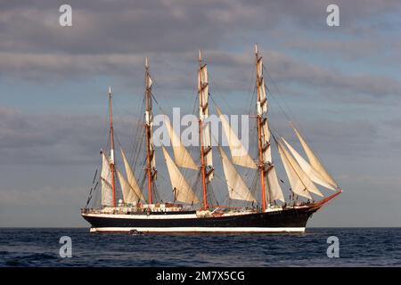 Grand navire russe Sedov, départ de la course de Falmouth, 2008 Banque D'Images