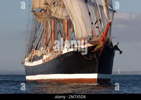 Grand navire russe Sedov, départ de la course de Falmouth, 2008 Banque D'Images