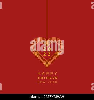 Bonne année chinoise. Année du lapin. 2023. Forme de coeur. Illustration vectorielle, conception plate Illustration de Vecteur