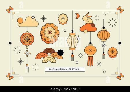 Beige Chinois festival de mi-automne vecteur de fond Illustration de Vecteur
