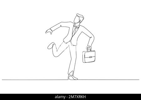 Tirage au sort d'un homme d'affaires qui s'est enfuir parce qu'il était tard pour travailler. Style de dessin au trait continu Illustration de Vecteur