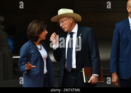 Mexico, Mexique. 10th janvier 2023. 10 janvier 2023, Mexico, Mexique: Ken Salazar, Ambassade des États-Unis au Mexique lors d'une conférence d'information du Sommet des dirigeants nord-américains de 10th au Mexique au Palais national sur 10 janvier 2023 à Mexico, Mexique. (Photo de Carlos Tischler/ Eyepix Group/Sipa USA) crédit: SIPA USA/Alay Live News Banque D'Images