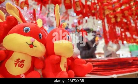 Tangshan, province chinoise de Hebei. 10th janvier 2023. Les résidents magasinent pour le Festival du printemps dans un centre commercial de la zone de développement économique de Haigang dans la ville de Tangshan, province de Hebei, dans le nord de la Chine, le 10 janvier 2023. Les marchés de tout le pays sont pleins de vitalité alors que le Festival du printemps approche. Credit: Liu Mancang/Xinhua/Alay Live News Banque D'Images