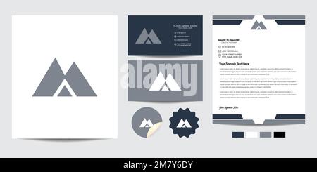 Logo abstrait minimaliste créatif. Modèle de logo de marque complet avec carte de visite, en-tête, autocollants et couleurs Illustration de Vecteur