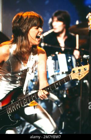 Rockpop, Konzert- und Live-Musik-Sendereihe, Deutschland 1977 - 1982, Sendung vom 21. Avril 1979, en direct sur scène: Suzi Quatro, amerikanische Sängerin und Bassistin mit Band Banque D'Images