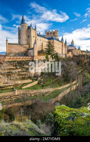 Château médiéval d'Alcazar, Ségovie, Castille et Leon, Espagne Banque D'Images