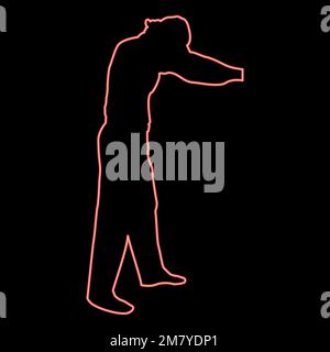Neon homme dressing sweat vêtements concept mettre sur son pull rouge couleur vecteur illustration image plat style lumière Illustration de Vecteur