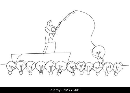 Illustration de l'idée d'une lampe de pêche de femme musulmane. Design de style art simple Illustration de Vecteur