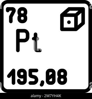 illustration vectorielle d'icône de ligne d'élément chimique en platine Illustration de Vecteur