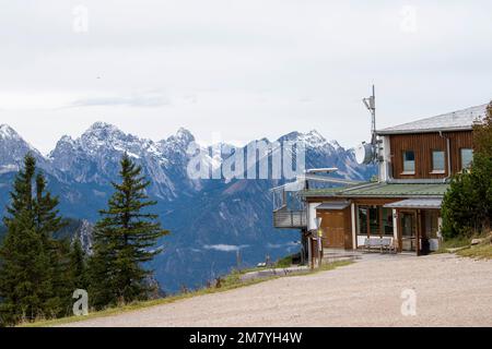 Haut du téléphérique de Tegelberg près de Schwangau, Bavière Allemagne, Europe UE Banque D'Images