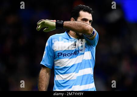 Milan, Italie. 10 janvier 2023. Gianluigi Buffon de Parme Calcio semble abattu lors du match de football de Coppa Italia entre le FC Internazionale et Parme Calcio. Credit: Nicolò Campo/Alay Live News Banque D'Images