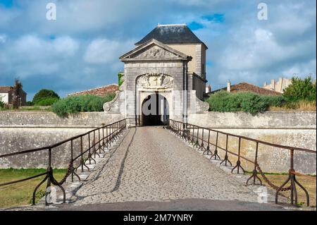 Fortification de Saint Martin, conçue et construite par Vauban, porte du Campani, Ile de Re, département Maritime des Charentes, France Banque D'Images