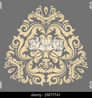 Décoration élégante triangulaire dorée vintage de style classique. Motif traditionnel abstrait avec éléments orientaux. Motif vintage classique Banque D'Images