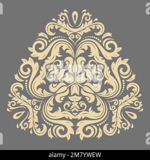 Décoration élégante triangulaire dorée vintage de style classique. Motif traditionnel abstrait avec éléments orientaux. Motif vintage classique Banque D'Images