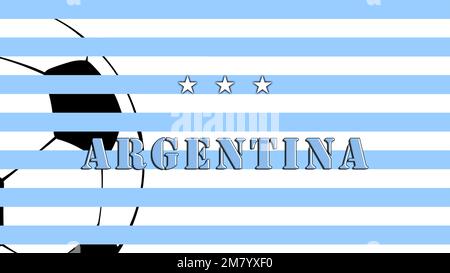 Argentine champion du monde de football, il y a maintenant 3 étoiles sur la poitrine du maillot. Illustration graphique avec drapeau argentin et étoiles champions ! Banque D'Images