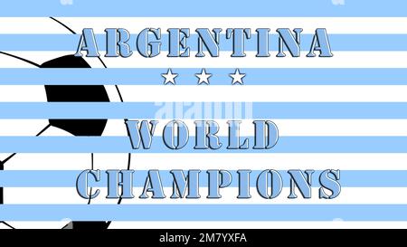 Argentine champion du monde de football, il y a maintenant 3 étoiles sur la poitrine du maillot. Illustration graphique avec drapeau argentin et étoiles champions ! Banque D'Images