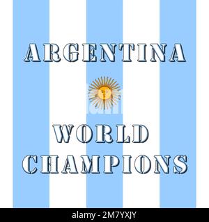 Argentine champion du monde de football, il y a maintenant 3 étoiles sur la poitrine du maillot. Illustration graphique avec drapeau argentin et étoiles champions ! Banque D'Images