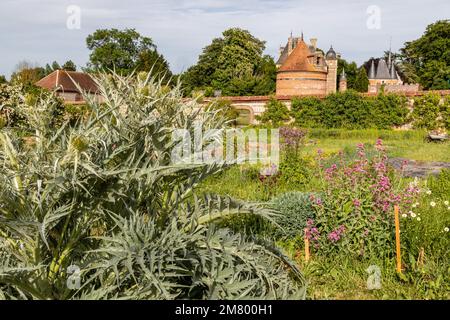 LE JARDIN POTAGER DU DOMAINE DE CHAMBRAY, L'ÉCOLE AGRICOLE DU CHÂTEAU DE CHAMBRAY, MESNIL-SUR-ITON, EURE, NORMANDIE, FRANCE Banque D'Images