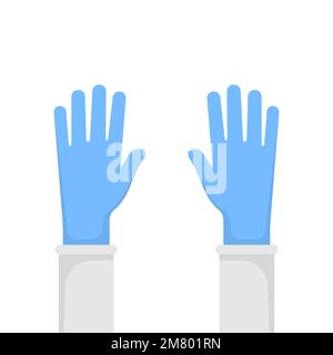 Mains portant des gants de protection bleus. Illustration vectorielle. SPE 10. Illustration de Vecteur