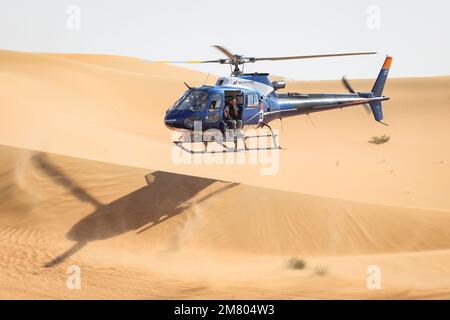 Shabyah, Arabie Saoudite - 11 janvier 2023, Québec hélicoptère pendant la phase 10 du Dakar 2023 entre Haradh et Shabyah, on 11 janvier 2023 à Shabyah, Arabie Saoudite - photo Florent Gooden / DPPI Banque D'Images