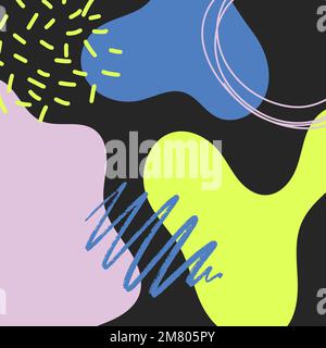 Modèle de post de médias sociaux carrés tendance. Ambiance décontractée événement spécial affaires moderne. Formes organiques, couleurs vives. Bannière de magasin Illustration de Vecteur