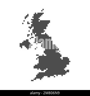 Carte en mosaïque de pixels du Royaume-Uni. Conception demi-ton. Illustration vectorielle. SPE 10. Illustration de Vecteur