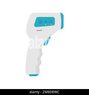 Thermomètre électronique, thermographe infrarouge sans contact, sécurité de la température corporelle isolée sur fond blanc. Illustration vectorielle. SPE 10. Illustration de Vecteur