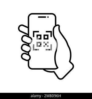 Icône linéaire du lecteur de smartphone à code QR. Illustration vectorielle. SPE 10. Illustration de Vecteur