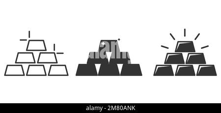 Ensemble d'icônes de la barre d'or. Financement des transactions commerciales. Lingots d'or. Illustration vectorielle. SPE 10. Illustration de Vecteur