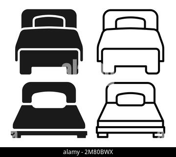 Ensemble d'icônes de lit simple. icône linéaire. Illustration vectorielle. SPE 10. Illustration de Vecteur