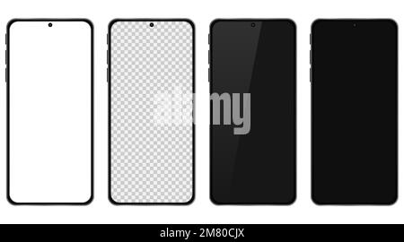 Smartphone sans cadre tendance et réaliste de haute qualité. Téléphone Mockup pour démonstration de l'application d'interface utilisateur visuelle. Concept d'appareil mobile. Illustration vectorielle. SPE 1 Illustration de Vecteur