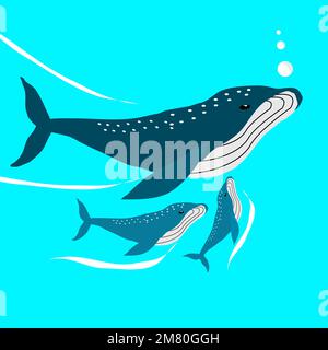 Illustration vectorielle de la baleine bleue isolée sur fond blanc Illustration de Vecteur