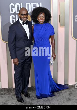 Los Angeles, États-Unis. 10th janvier 2023. Viola Davis et Julius Tennon arrivent aux Golden Globe Awards 80th à l'hôtel Beverly Hilton. Photo: Sarah Stewart crédit: Paul Smith/Alamy Live News Banque D'Images