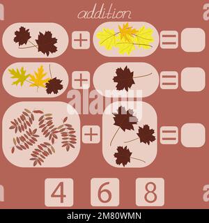 comptez les feuilles d'automne sur la photo et mettez le bon nombre Illustration de Vecteur