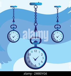 Groupe de montres de poche bleues Vector Illustration de Vecteur