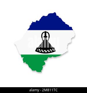 Carte des drapeaux du Lesotho sur fond blanc avec illustration du chemin d'écrêtage 3D Banque D'Images