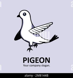 Logo élégant avec colombe, pigeon. Modèle vectoriel pour la marque commerciale de l'entreprise. Emblème de conception de produit simple, symbole de paix Illustration de Vecteur