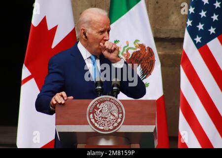 10 de Enero de 2023 en Ciudad de México, México: Joe Biden; presidente de los Estados Unidos de América durante el mensaje a medios de la Cumbre de Líderes de América del Norte, en el palacio nacional. 10 de enero de 2023 en Ciudad de México, México. (Foto por Carlos Santiago/ Grupo Eyepix)/Eyepix Group Credit: SIPA USA/Alay Live News Banque D'Images