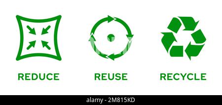 Réduire la réutilisation de l'ensemble d'icônes de recyclage isolé. Illustration vectorielle Illustration de Vecteur