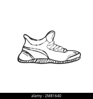 Logo de style sportif. Exécuter le symbole. Bannière style Doodle. GumShoes, baskets et autres chaussures de sport. Illustration de Vecteur