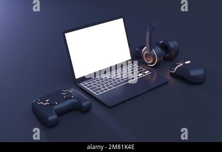 Ordinateur de jeu isolé. 3D rendu Banque D'Images